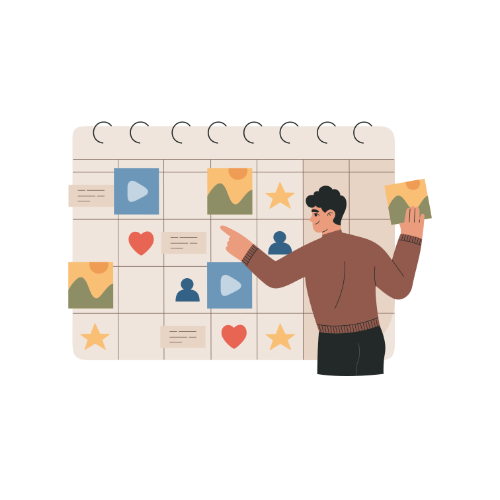 a social media specialist organizes engaging content on a calendar